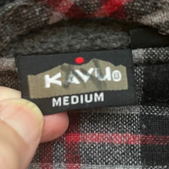 Vintage KAVU Plaid Wool Jacket Men’s Medium Red Black Full Zip Cabincore Tartan - Picture 7 of 10